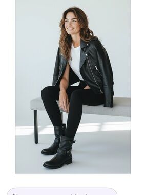 Aquatalia  Leather Sami Biker Boot with Tweed Houndstooth Lining Size 7